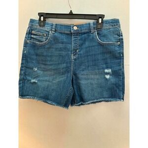 Thereabouts Denim Shorts‎ Womens 16.5 Plus Frayed Hem Stretch Medium Wash NWT